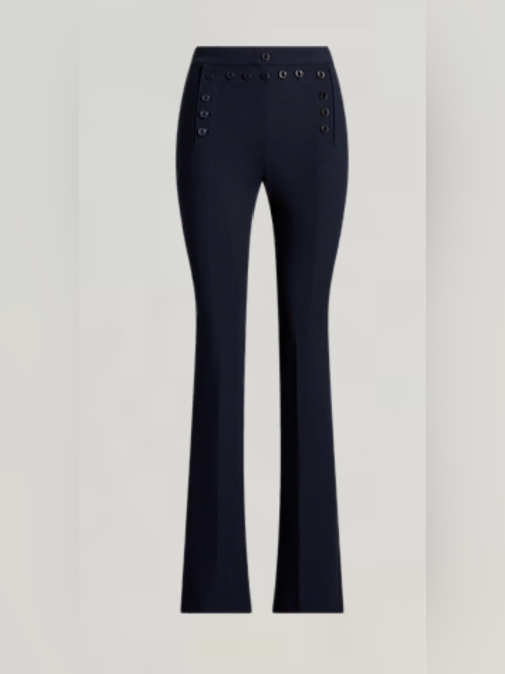 Lauren Ralph Lauren Dark Navy High-Rise Straight-Leg Pants with Button Trim
